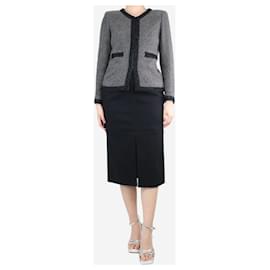 Céline-Black wool slit midi skirt - size UK 10-Black