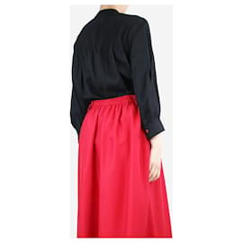 Chloé-Black pleated ruffle-trimmed blouse - size UK 10-Black