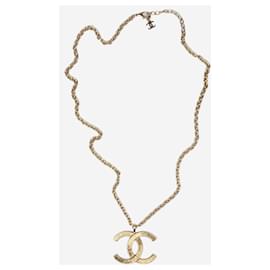 Chanel-Collana a catena con ciondolo CC in oro-D'oro