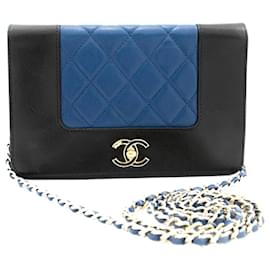 Chanel-noir et bleu 2016 wallet on chain-Noir