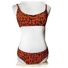 Louis Vuitton Badeanzug, Bikini Braun Orange