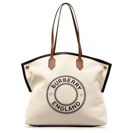 Burberry-Burberry Brown Canvas Society Tote-Brown,Beige