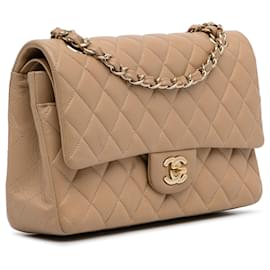Chanel-Chanel Brown Medium Classic Caviar Double Flap-Brown,Beige