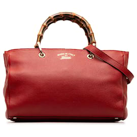 Gucci-Gucci Shopper en bambou rouge moyen-Rouge