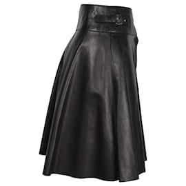 Jason Wu-Jason Wu Umbrella Skirt in Black Leather-Black