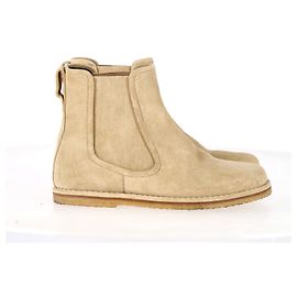 Loewe Chelsea Boots in Beige Suede Brown Beige