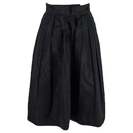 Burberry-Falda midi plisada de Burberry en algodón negro-Negro