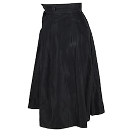 Burberry-Burberry Pleated Midi Skirt in Black Cotton-Black