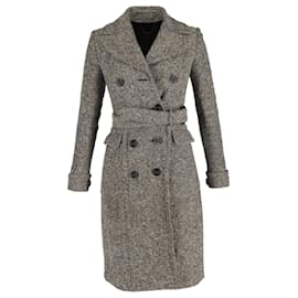 Burberry-Burberry lined-Breasted Trench Coat in Grey Wool-Grey