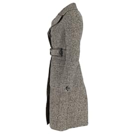 Burberry-Burberry Double-Breasted Trench Coat in Grey Wool-Grey