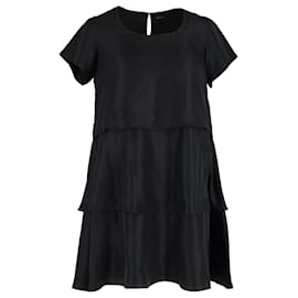 Joseph-Joseph Tiered Mini Dress in Black Silk Cotton-Black
