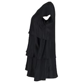 Joseph-Joseph Tiered Mini Dress in Black Silk Cotton-Black