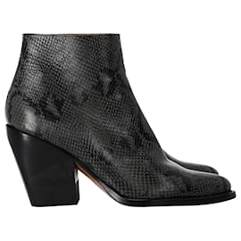 Chloé Rylee Botins com estampa Python em couro verde Verde