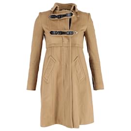 Burberry-Burberry Buckled Strap Zipped Coat in Brown Wool-Brown