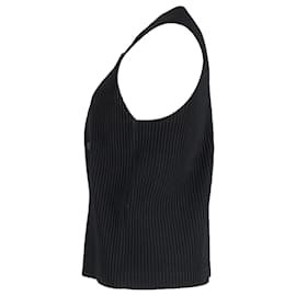 Issey Miyake-Gilet Issey Miyake in maglia a coste in poliestere nero-Nero