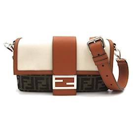 Fendi-Fendi Zucca Canvas & Leather Shoulder Bag Canvas Shoulder Bag 7VA472 in Excellent condition-Other