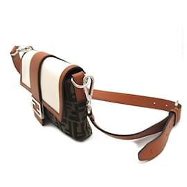 Fendi-Fendi Zucca Canvas & Leather Shoulder Bag Canvas Shoulder Bag 7VA472 in Excellent condition-Other