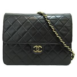Chanel-Bolso Chanel de cuero acolchado con una sola solapa Bolso bandolera de cuero en buen estado-Otro