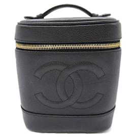 Chanel-Chanel CC Caviar Vertical Vanity Case Bolsa de couro em bom estado-Outro
