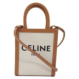 Céline-Mini cabas verticali in tela e pelle-Altro