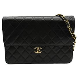Chanel-Bolsa de couro acolchoado com aba única-Outro