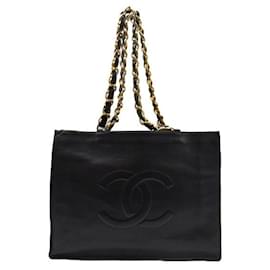 Chanel-Chanel CC Lederkette Tote Bag Leder Tote Bag in gutem Zustand-Andere