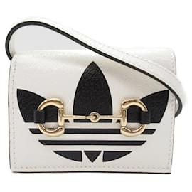 Gucci-Gucci Adidas X Gucci Leather Compact Wallet on Strap Leather Short Wallet 702248 in Good condition-Other