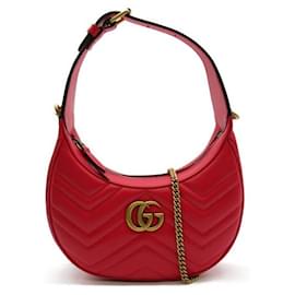 Gucci-Gucci GG Marmont Half-Moon Mini Bag Leather Shoulder Bag 699514 in Excellent condition-Other