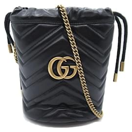 Gucci-Leather GG Marmont Mini Bucket Bag 575163-Other