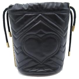 Gucci-Gucci Leder GG Marmont Mini Bucket Bag Umhängetasche aus Leder 575163 in guter Kondition-Andere