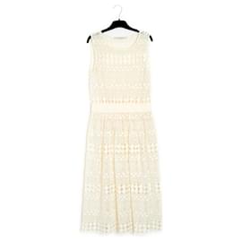 Philosophy di Lorenzo Serafini-Vestido de filosofía FR38 en algodón color crema con encaje de ganchillo US8.-Crudo