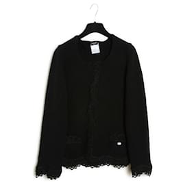 Chanel-Cardigan Chanel 06C FR42 en cachemire noir, veste Resort 2006, taille US12.-Black