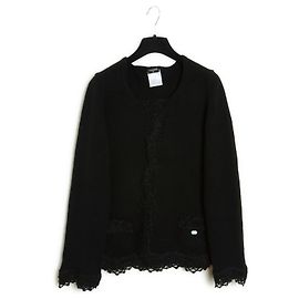 Chanel 06C Cardigan FR42 Kaschmir Schwarzer Cardigan Resort 2006 Jacke US12 Schwarz