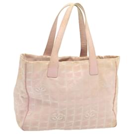 Chanel-CHANEL New Travel Line Tote Bag Nylon Pink CC Auth ti1604-Pink