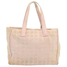 Chanel-CHANEL New Travel Line Tote Bag Nylon Pink CC Auth ti1604-Pink