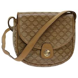 Céline-CELINE Bolso de hombro de lona Macadam PVC Beige Auth 69846-Beige