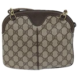 Gucci-GUCCI GG Supreme Web Sherry Line Shoulder Bag PVC Beige 904 02 047 Auth yk11423-Beige