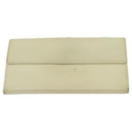 Chanel-CHANEL COCO Mark Long Wallet Leather Cream CC Auth ep3883-Cream
