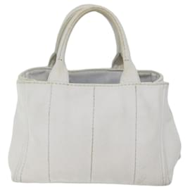 Prada-PRADA Canapa PM Hand Bag Canvas White Auth yk11508-White