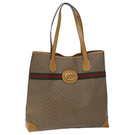 Gucci-GUCCI Micro GG Supreme Web Sherry Line Tote Bag Beige 002 983 0174 Auth yk11497-Beige