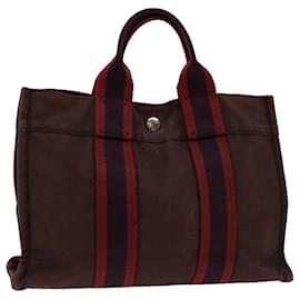 Hermès-HERMES Fourre Tout PM Hand Bag Canvas Red Auth mr057-Red