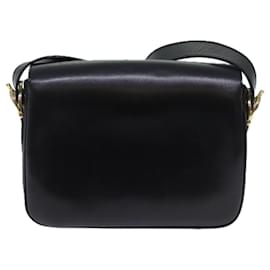 Céline-CELINE Shoulder Bag Leather Black Auth ep3753-Black