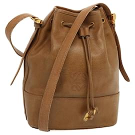 Loewe-LOEWE Anagram Shoulder Bag Leather Brown Auth yk11412-Brown