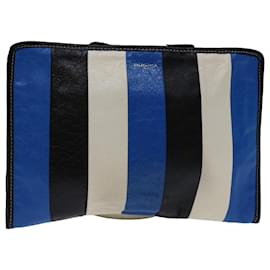 Balenciaga-BALENCIAGA Clutch Bag Leather Black Blue white 443658 Auth bs13253-Black,White,Blue