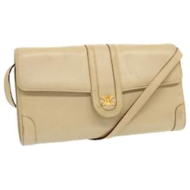 Céline-CELINE Shoulder Bag Leather Beige Auth bs13191-Beige