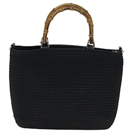 Gucci-GUCCI Bamboo Hand Bag Canvas Outlet 2way Black 000 1998 0540 auth 70191-Black
