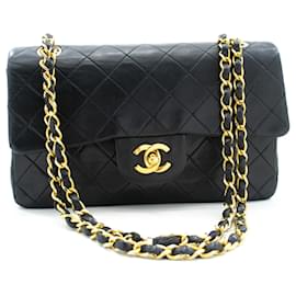 Chanel-Rabat doublé Chanel Classique 9"Sac à bandoulière en chaîne Agneau noir-Noir