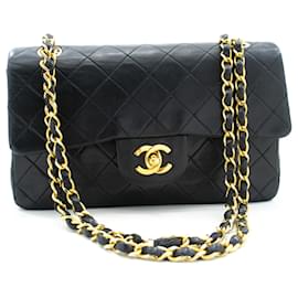 Chanel-Chanel Classic gefütterte Klappe 9"Chain Shoulder Bag Black Lambskin-Schwarz