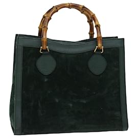 Gucci-GUCCI Bamboo Tote Bag Suede Green 002 2853 0260 0 Auth ep3721-Green