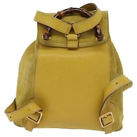 Gucci-GUCCI Bamboo Backpack Suede Leather Yellow 003 1705 0030 auth 69737-Yellow